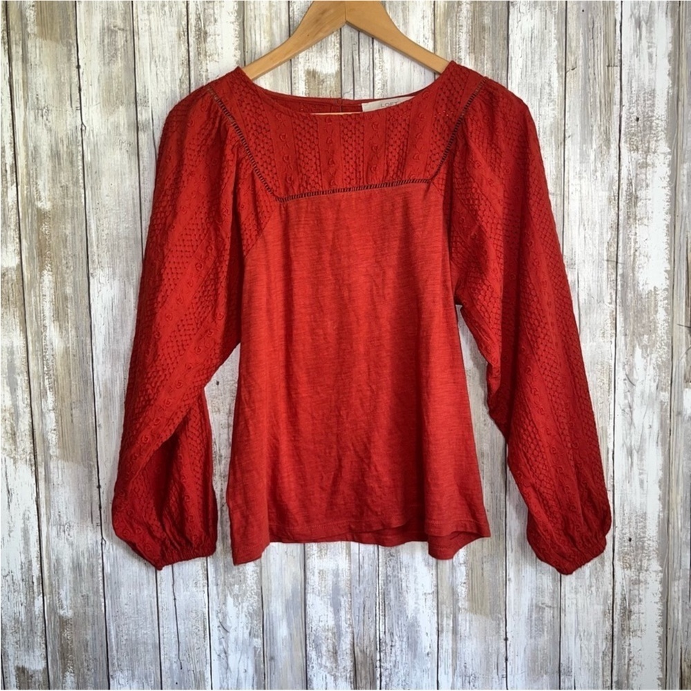 Loft Burnt Orange Peasant Blouse - Picture 1 of 6